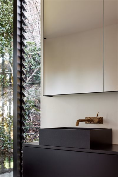 Modern bathroom with glass louvres